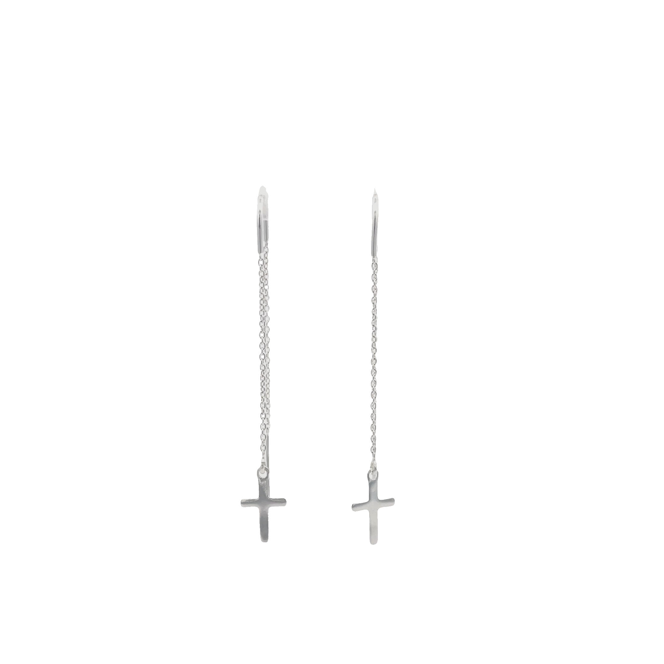925 Silver Threader Earrings with Cross